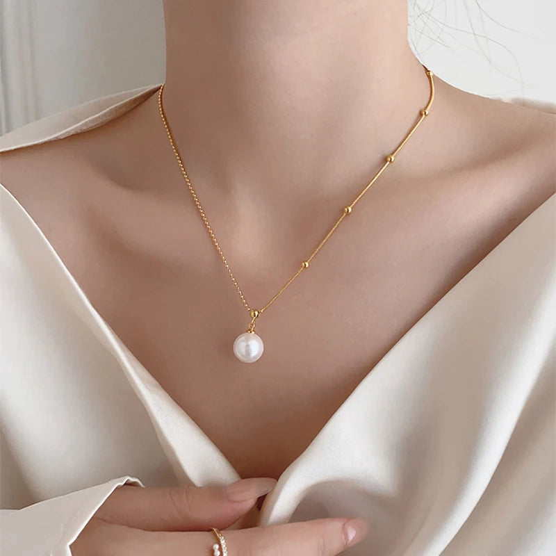 Splicing Pearl Pendant Necklace Splicing Pearl Pendant Necklace